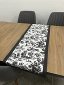 Toile De Jouy Monet Runner 40x110 cm | %100 Pamuk Dijital Baskılı Masa Örtüsü | Country Tarzı Fransız Desen Masa Dekoru - ZT710 siyah - 1