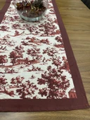 Toile De Jouy Monet Runner 40x110 cm | %100 Pamuk Dijital Baskılı Masa Örtüsü | Country Tarzı Fransız Desen Masa Dekoru - ZT710  Kırmızı - 6