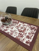 Toile De Jouy Monet Runner 40x110 cm | %100 Pamuk Dijital Baskılı Masa Örtüsü | Country Tarzı Fransız Desen Masa Dekoru - ZT710  Kırmızı - 5