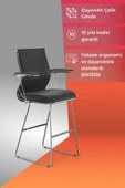 Ergolife Sit 10 Sandalye | Krom Ayaklı, Deri Kaplama, Siyah, Bar Sandalyesi -178.22.1.778 - 1