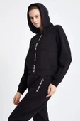 Lescon 24NTBL002136-633 Siyah Kadın Fermuarlı Kapşonlu Sweatshirt - 3