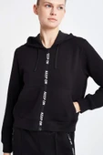 Lescon 24NTBL002136-633 Siyah Kadın Fermuarlı Kapşonlu Sweatshirt - 5