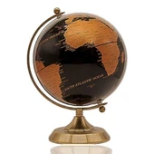 Gold Metal Kaideli Siyah Dünya Küresi 20 x 30 cm thumbnail 1