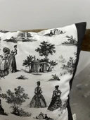 Toile De Jouy Paris Kırlent Kılıfı 43x43 cm | %100 Pamuk Dijital Baskılı | Klasik Fransız Tarzı Dekoratif Yastık Kılıfı - ZT740  siyah - 4