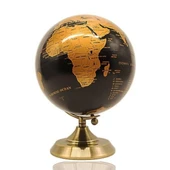 Gold Metal Kaideli Siyah Dünya Küresi 20 x 30 cm thumbnail 3