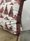Toile De Jouy Paris Kırlent Kılıfı 43x43 cm | %100 Pamuk Dijital Baskılı | Klasik Fransız Tarzı Dekoratif Yastık Kılıfı - ZT740 Kırmızı - 6