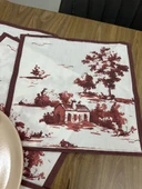 Toile De Jouy Monet Amerikan Servis 6’lı Set | 35x45 cm | %100 Pamuk Dijital Baskılı | Country Tarzı Fransız Masa Dekoru - ZT730  Kırmızı - 4