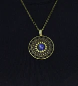 Doğal Taş Lapis Doğal Taşlı Yuvarlak Model Antik Kadın Kolye euk46lps thumbnail 2