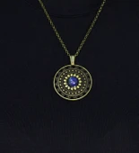 Doğal Taş Lapis Doğal Taşlı Yuvarlak Model Antik Kadın Kolye euk46lps thumbnail 3