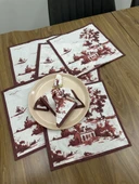 Toile De Jouy Monet Amerikan Servis 6’lı Set | 35x45 cm | %100 Pamuk Dijital Baskılı | Country Tarzı Fransız Masa Dekoru - ZT730 Kırmızı - 2