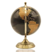 Gold Metal Kaideli Siyah Dünya Küresi 20 x 30 cm thumbnail 2