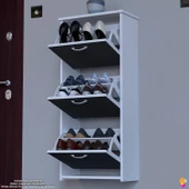 Modilayn WEST Asma Kapı Önü 52x116x26 cm’lik 3 Düşer Kapak 6 Göz Bölmeli Ayakkabılık thumbnail 1