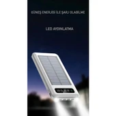 Powerbank10000 Mah Güneş enerjili Göstergeli Powerbank Solar Fenerli Güneş Enerjili Type C - Lightning - Micro USB - USB Kablolu Powerbank Taşınabilir Şarj Aleti Hızlı Şarj Aleti thumbnail 2