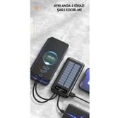 Powerbank10000 Mah Güneş enerjili Göstergeli Powerbank Solar Fenerli Güneş Enerjili Type C - Lightning - Micro USB - USB Kablolu Powerbank Taşınabilir Şarj Aleti Hızlı Şarj Aleti thumbnail 3