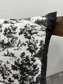 Toile De Jouy Monet Kırlent Kılıfı 43x43 cm | %100 Pamuk Dijital Baskılı | Country Tarzı Fransız Dekoratif Yastık Kılıfı - ZT750  siyah - 5