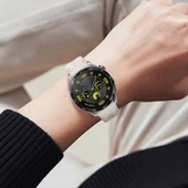 Sneezy Huawei Watch GT4 46mm İle Uyumlu Spor Silikon Metal Tokalı Soft Saat Kordonu  Starlight thumbnail 6