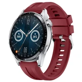 Sneezy Huawei Watch GT3 46mm GT2 46mm İle Uyumlu Spor Silikon Metal Tokalı Soft Saat Kordonu  Mürdüm thumbnail 1