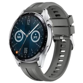 Sneezy Huawei Watch GT3 46mm GT2 46mm İle Uyumlu Spor Silikon Metal Tokalı Soft Saat Kordonu  Koyu Gri thumbnail 1
