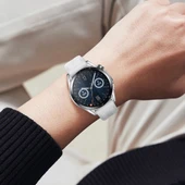 Sneezy Huawei Watch GT3 46mm GT2 46mm İle Uyumlu Spor Silikon Metal Tokalı Soft Saat Kordonu  Beyaz thumbnail 6