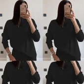 Kadın Uzun Kollu Boğazlı Kazak Ve Yanı Yırtmaçlı Etek Akrilik Ikili Takım - 3