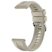 Sneezy Huawei Watch GT3 46mm GT2 46mm İle Uyumlu Spor Silikon Metal Tokalı Soft Saat Kordonu  Krem thumbnail 3