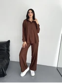 Gömlek Pantolon Ikili Takım - Kahverengi - 4