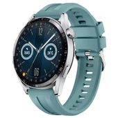 Sneezy Huawei Watch GT3 46mm GT2 46mm İle Uyumlu Spor Silikon Metal Tokalı Soft Saat Kordonu  Mavi thumbnail 1