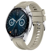 Sneezy Huawei Watch GT3 46mm GT2 46mm İle Uyumlu Spor Silikon Metal Tokalı Soft Saat Kordonu  Krem thumbnail 1