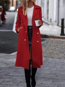 Kadın Uzun Kollu Yakalı önden Düğmeli Beli Kuşaklı Midi Gabardin Trençkot thumbnail 3