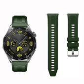 Sneezy Huawei Watch GT4 46mm İle Uyumlu Spor Silikon Metal Tokalı Soft Saat Kordonu  Haki thumbnail 4