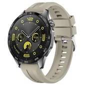 Sneezy Huawei Watch GT4 46mm İle Uyumlu Spor Silikon Metal Tokalı Soft Saat Kordonu  Krem thumbnail 1