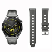 Sneezy Huawei Watch GT4 46mm İle Uyumlu Spor Silikon Metal Tokalı Soft Saat Kordonu  Koyu Gri thumbnail 4