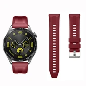 Sneezy Huawei Watch GT4 46mm İle Uyumlu Spor Silikon Metal Tokalı Soft Saat Kordonu  Mürdüm thumbnail 4