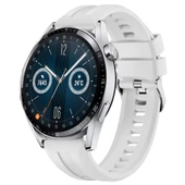 Sneezy Huawei Watch GT3 46mm GT2 46mm İle Uyumlu Spor Silikon Metal Tokalı Soft Saat Kordonu  Beyaz thumbnail 1