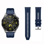 Sneezy Huawei Watch GT4 46mm İle Uyumlu Spor Silikon Metal Tokalı Soft Saat Kordonu  Lacivert thumbnail 4