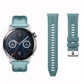 Sneezy Huawei Watch GT3 46mm GT2 46mm İle Uyumlu Spor Silikon Metal Tokalı Soft Saat Kordonu  Mavi thumbnail 4