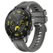 Sneezy Huawei Watch GT4 46mm İle Uyumlu Spor Silikon Metal Tokalı Soft Saat Kordonu  Koyu Gri thumbnail 1