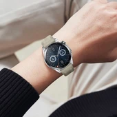 Sneezy Huawei Watch GT3 46mm GT2 46mm İle Uyumlu Spor Silikon Metal Tokalı Soft Saat Kordonu  Krem thumbnail 6