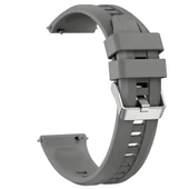 Sneezy Huawei Watch GT4 46mm İle Uyumlu Spor Silikon Metal Tokalı Soft Saat Kordonu  Koyu Gri thumbnail 2