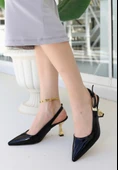 Zalin Siyah Rugan Topuklu Ayakkabı thumbnail 1
