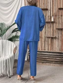 Kadın Uzun Kollu önü Açık Dokuma Ceket Ve Pantolon Ikili Takım thumbnail 3