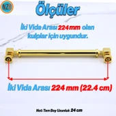 Mobilya Çekmece Mutfak Dolabı Dolap Kapak Kulplar Kulb Kulp Gold Altın Kulp 224 mm thumbnail 2