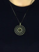 Doğal Taş Sitrin Doğal Taşlı Yuvarlak Model Antik Kadın Kolye euk46s thumbnail 3