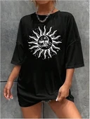 Bisiklet Yaka Baskılı T-shirt - Siyah thumbnail 1