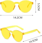 Sert Mika Oval Şekilli Çerçevesiz Sarı Gözlük Retro Parti 5x14 cm thumbnail 2