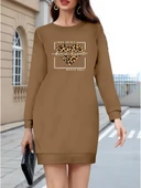 Kadın Uzun Kollu Bisiklet Yaka Desenli Viskon Iki Iplik Bluz thumbnail 1