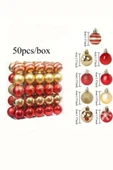 50 Adet 40mm Kırmızı Altın Beyaz Noel Ağacı Süs Topları Seti | 9 Farklı Desen & Hafif Dayanıklı Yılbaşı Dekoru thumbnail 8