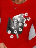 Kadın Uzun Kollu Bisiklet Yaka Desenli Viskon Bluz thumbnail 2