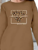 Kadın Uzun Kollu Bisiklet Yaka Desenli Viskon Iki Iplik Bluz thumbnail 2