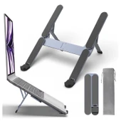 Katlanabilir Alüminyum Laptop Stand 6 Kademeli Ergonomik Yükseltici Cep Boyu Taşınabilir thumbnail 2